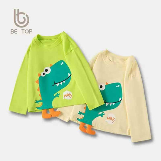 BE TOP Kids' Long-Sleeve Dinosaur T-Shirt