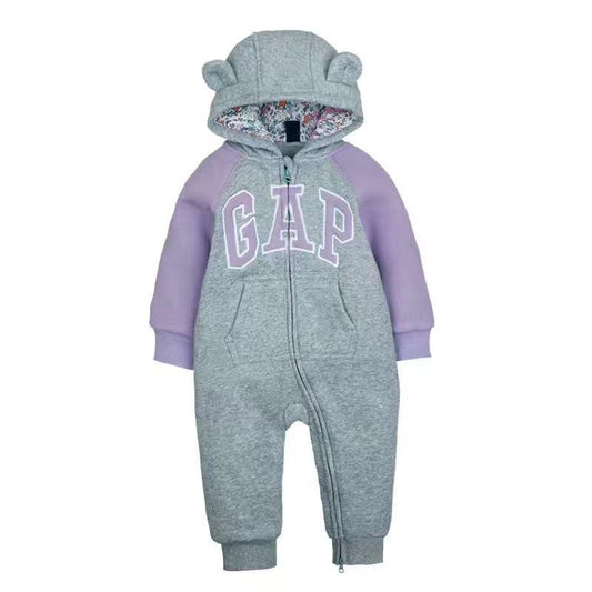 Baby hooded one-piece layered red romper