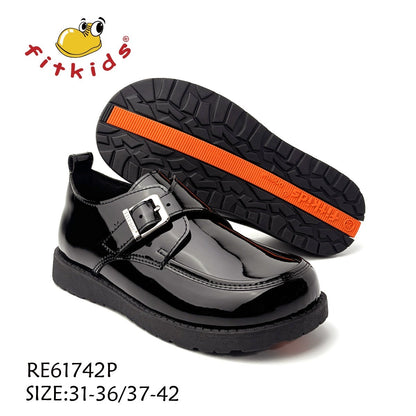 Fitkids Classic Black Wetlook Boys' Shoes