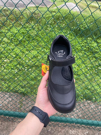 Fitkids Black Velcro-Strap Girls' School Shoes
