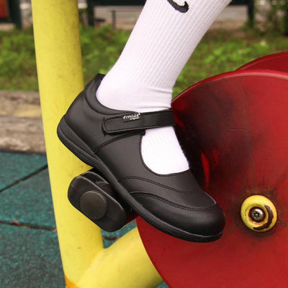 Fitkids Black Velcro-Strap Girls' School Shoes