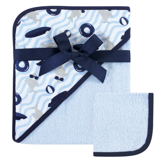 Hudson Baby "Cool Shark" Cotton Hooded Towel and Washcloth