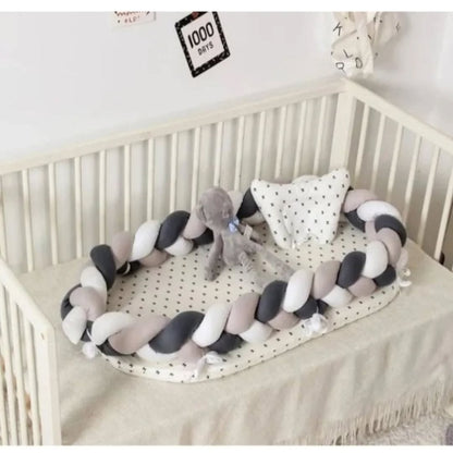 Baby portable travel nest bed with braided bumper