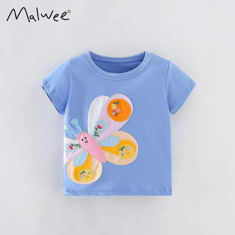 Girl's Butterfly Patch T-shirt