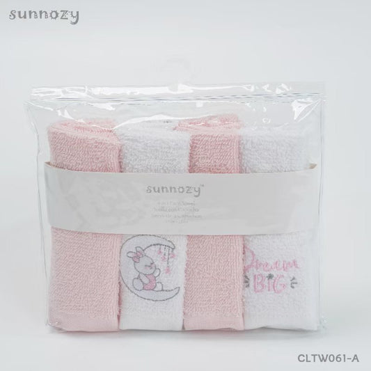 4-Pack 100% Cotton Small Terry Washcloths  for Newborns & Infant