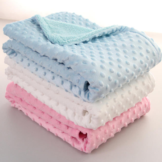 Ultra-Soft Dotted Minky Fleece Baby Blankets