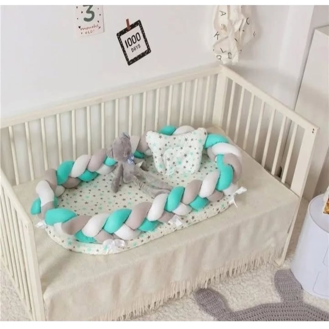 Baby portable travel nest bed with braided bumper
