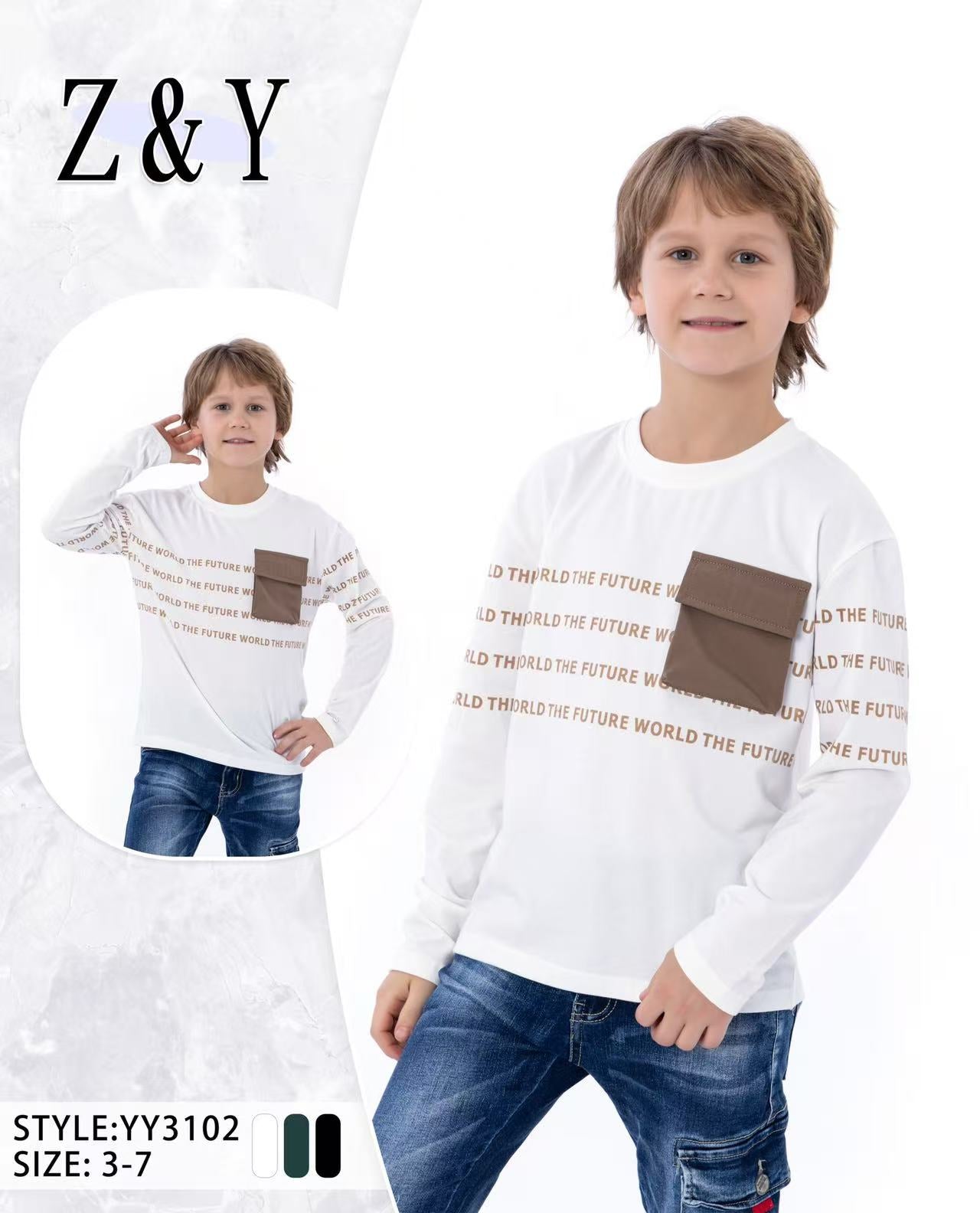 Z&Y FOREVER Kids' Brown Long-Sleeve T-Shirt
