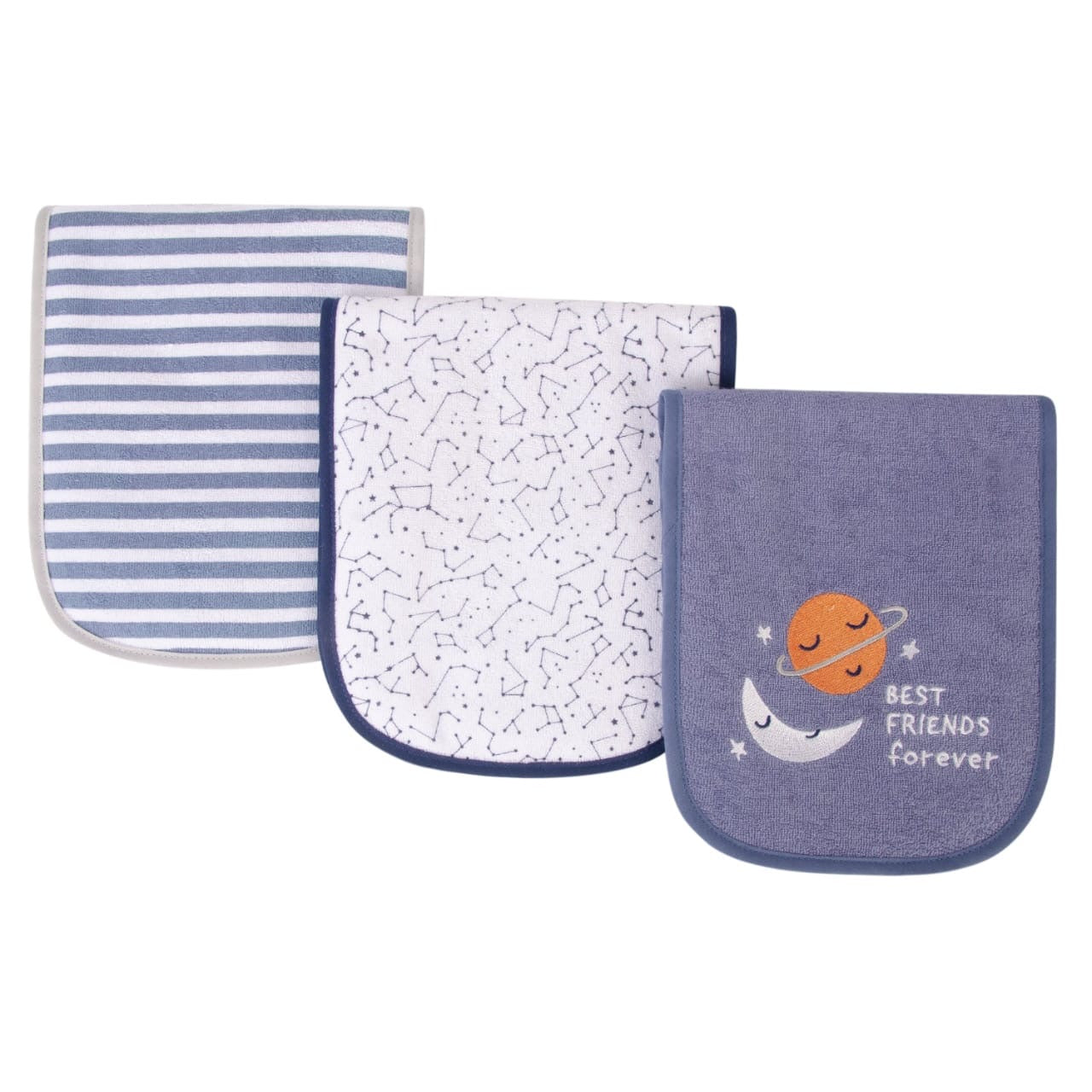 Hudson Baby 3-piece burp cloth in blue
