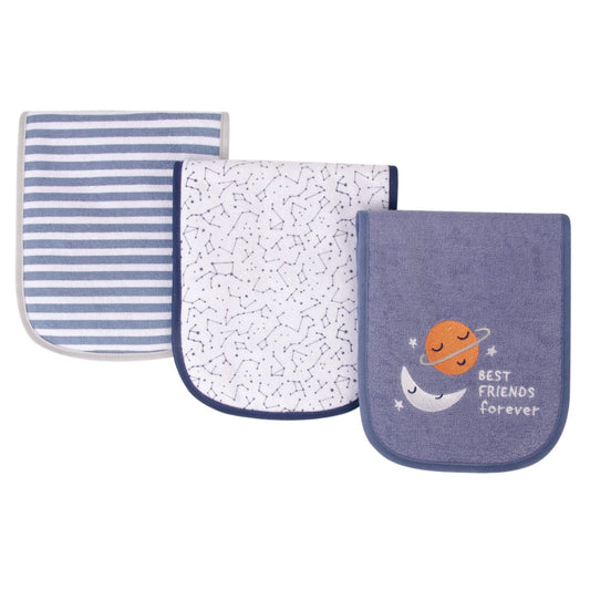 Hudson Baby 3-piece burp cloth in blue